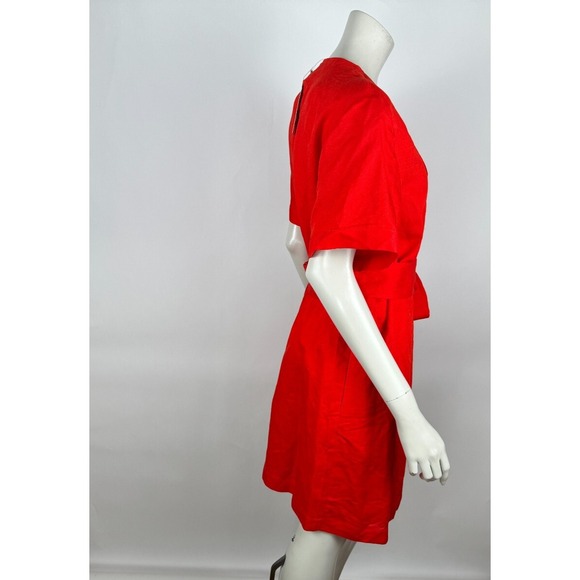 Emily McCarthy Day Rob Linen Wrap‎ Dress Women M NWT Short Sleeve Pockets Tie - Picture 5 of 13